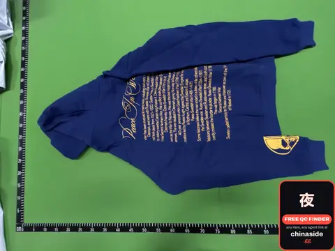 Blue Hoodie With Gold Print