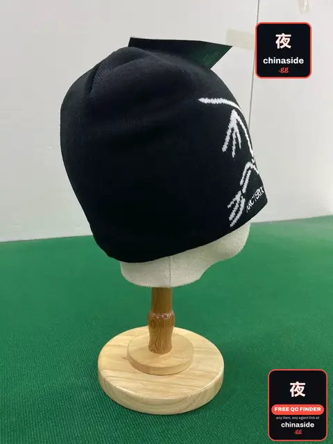 Black Beanie With White Embroidery