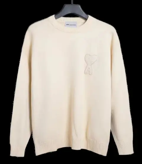Ami Sweater - Cream Tonal Heart