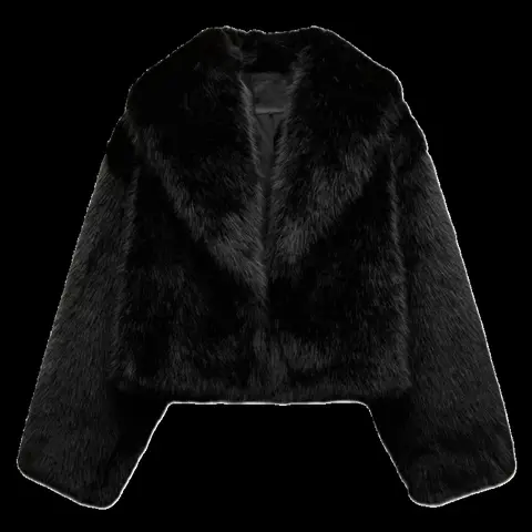 Zara Fur Jacket - Black Faux Fur Jacket