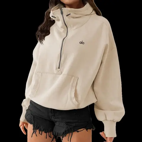 Alo Hoodie - Cream Half-Zip