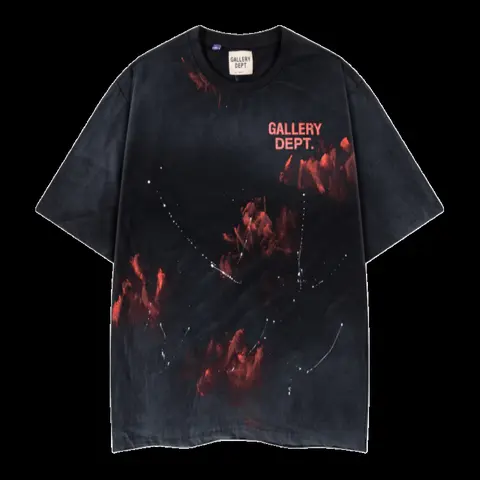 Gallery Dept Tee - Washed Black Flame Print