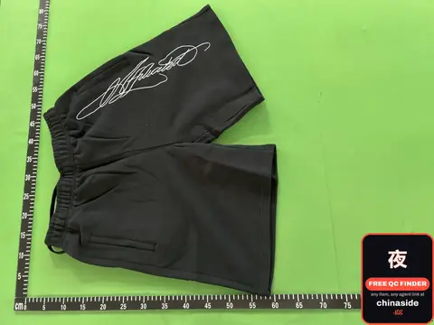Black GA Signature Embroidered Shorts