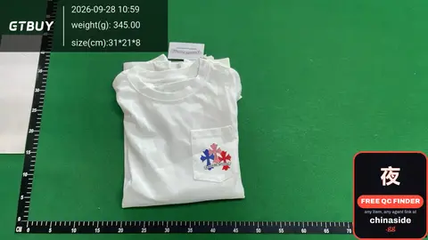 White T-Shirt with Floral Pocket