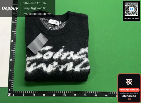 Letter-Print Unisex Sealskin Crew-Neck Sweater