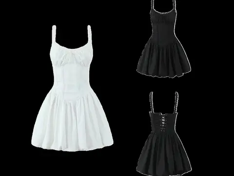 Zara Dress - White Corset Mini, Cinched