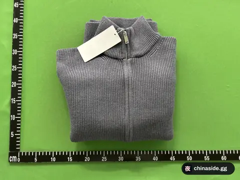 High-Neck Double-Zipper Wool Cardigan