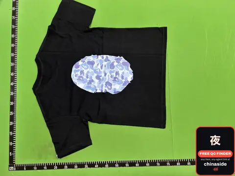 Black T-Shirt with Blue Pattern