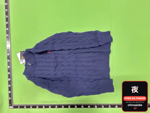 Blue Half-Zip Sweater With Red Label
