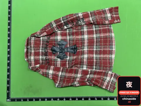 Plaid Shirt With Cross Embroidery