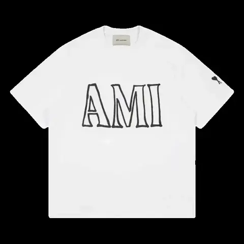 Ami Tee - White AMI Outline