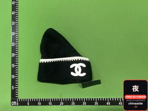 Black White Embroidery Beanie