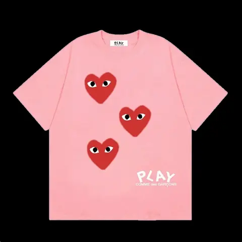 CDG Play Tee - Pink Triple Heart