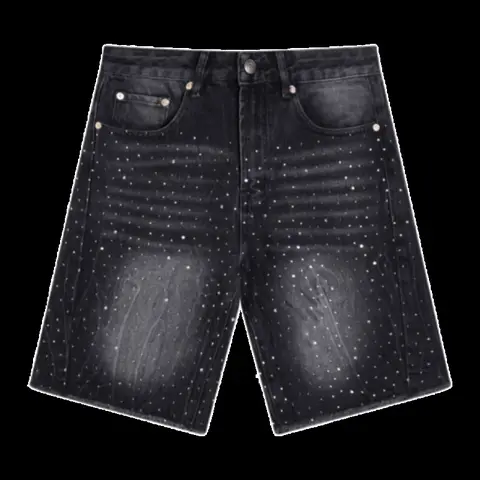 Gallery Dept Shorts - Black Rhinestone Denim