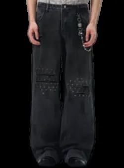 No Name Black Double Waist Jeans