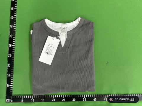 Boxy Waffled Split Collar T-Shirt