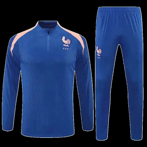 2526 season France Half zip training suit set - Blue Half-Zip Set