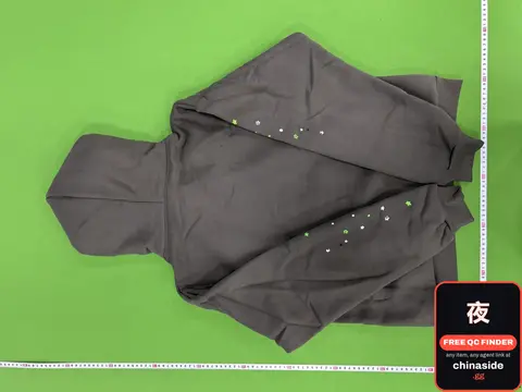 Grey Hoodie With Green Studs